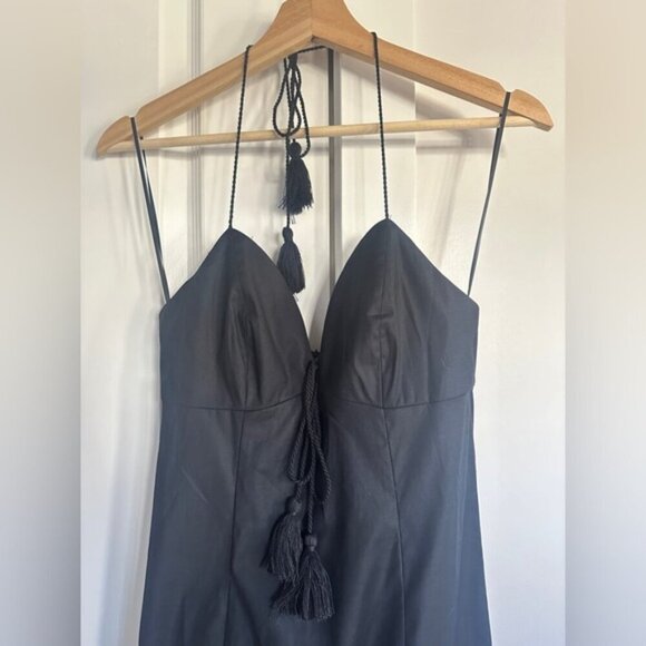 NEW Reformation Solasta Cotton Midi Halter Slip Dress Cocktail Black | size 2 - Picture 7 of 12